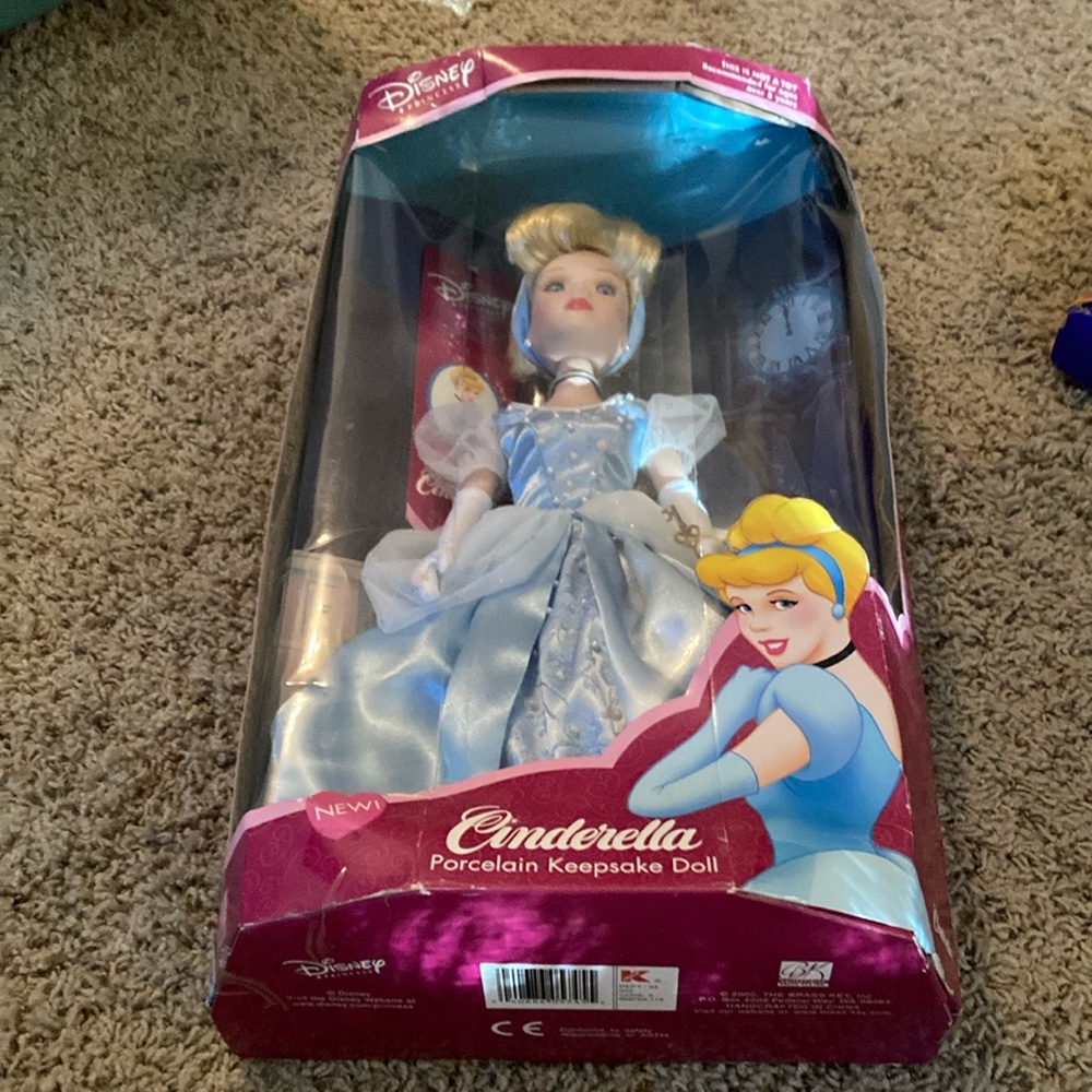 New Disney Cinderella Porcelain Keepsake Doll - Blue